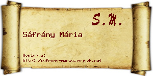Sáfrány Mária névjegykártya