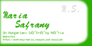 maria safrany business card